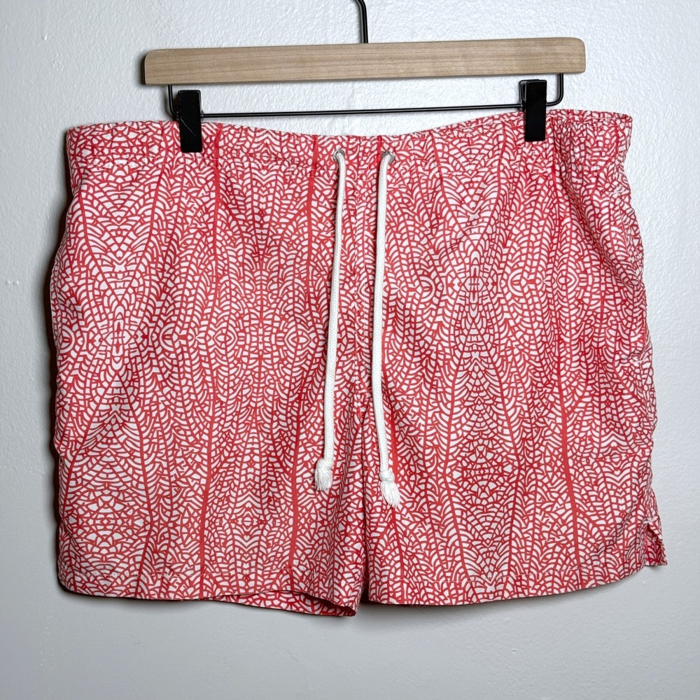 Strong Boalt Palm Beach Mens Swim Trunks M Orange Geometric Vacation Resort Surf